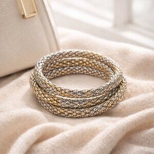 ✨ Vintage Braided Silver & Gold Wrap Bracelet
